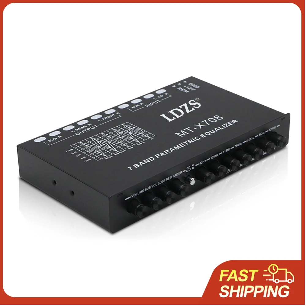 7 Band Car Equalizer Multifunctional Car Audio EQ Tuning Crossover Amplifier Parametric Equalizer Car Audio Equalizer