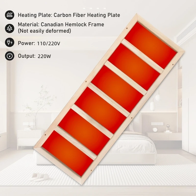 Инфракрасный нагреватель для сауны 90x30 см, 110/220В, 220Вт, нагревательная пластина из углеродного волокна для деревянных саун (для использования внутри/снаружи помещений)