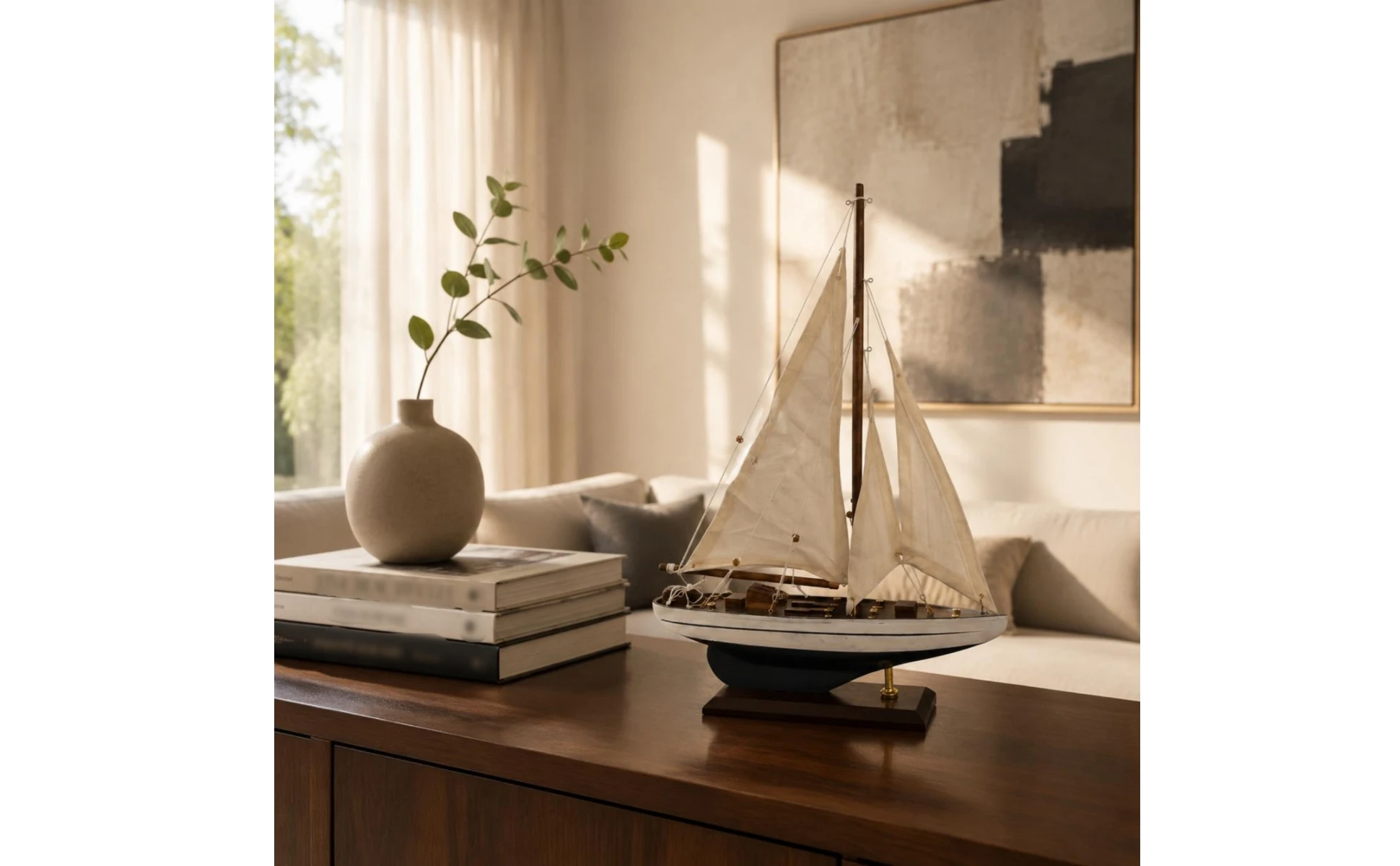 Decorative Sailboat Model Retro Look Sailboat Decor Nautical Boat Sculpture Coastal Theme Nautical Boat Decor Beach Themed