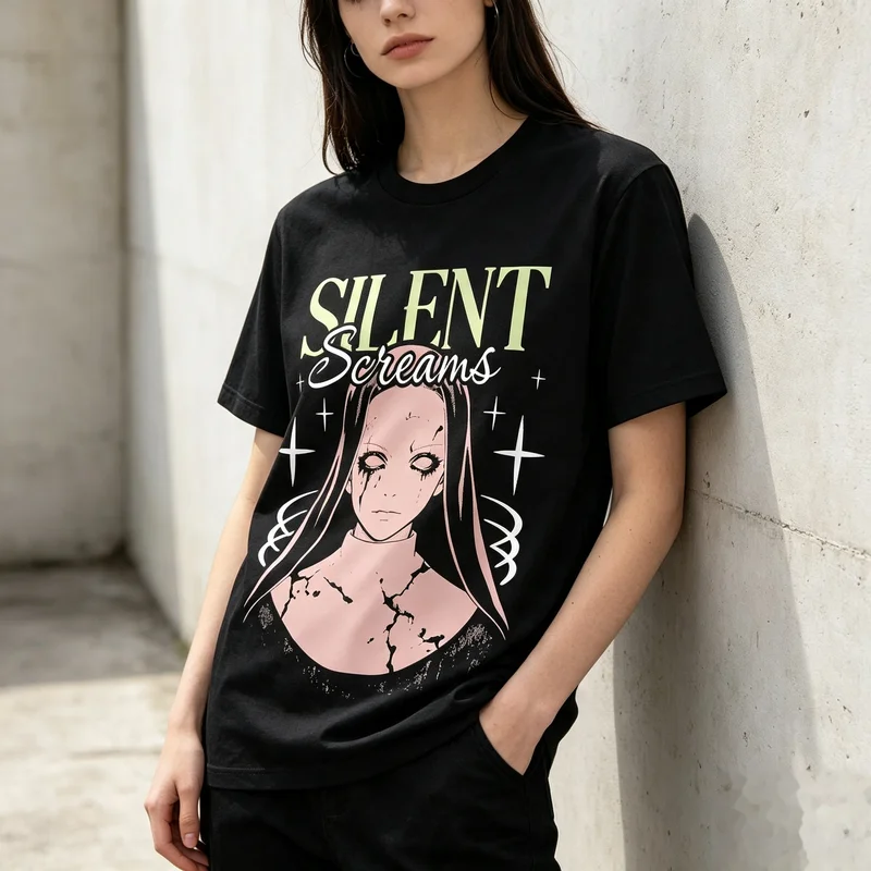 Casual Unisex Streetwear T Shirt  with Pastel Goth Lettering for Alternative and Dark Fashion Tee Cotton Harajuku Y2k Top