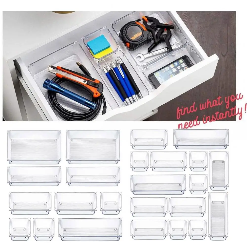 

Bathroom Drawer Organizers 25pcs Capacity Plastic Drawer Organizers Set Non-slip Storage Bins with Versatile for Organizing