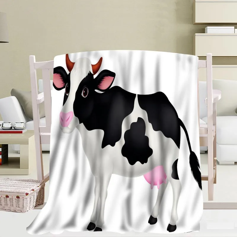 

Flannel Throw Blanket Soft Warm Cozy Sofa Bed Decor Kid Adult Camping Hiking King Size Cute Cow Cartoon Pattern