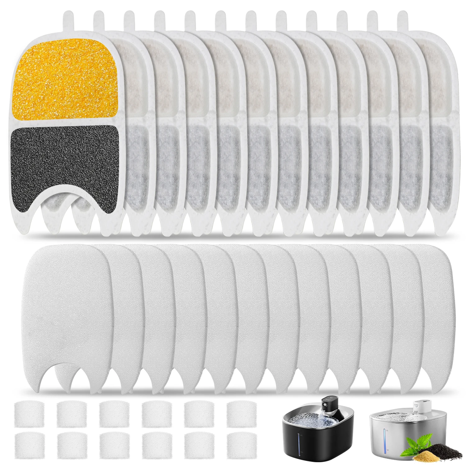 

12-Pack Cat Water Fountain Filters & Sponges, Long-Lasting Replacement for Clean & Healthy Water for APETDOLA
