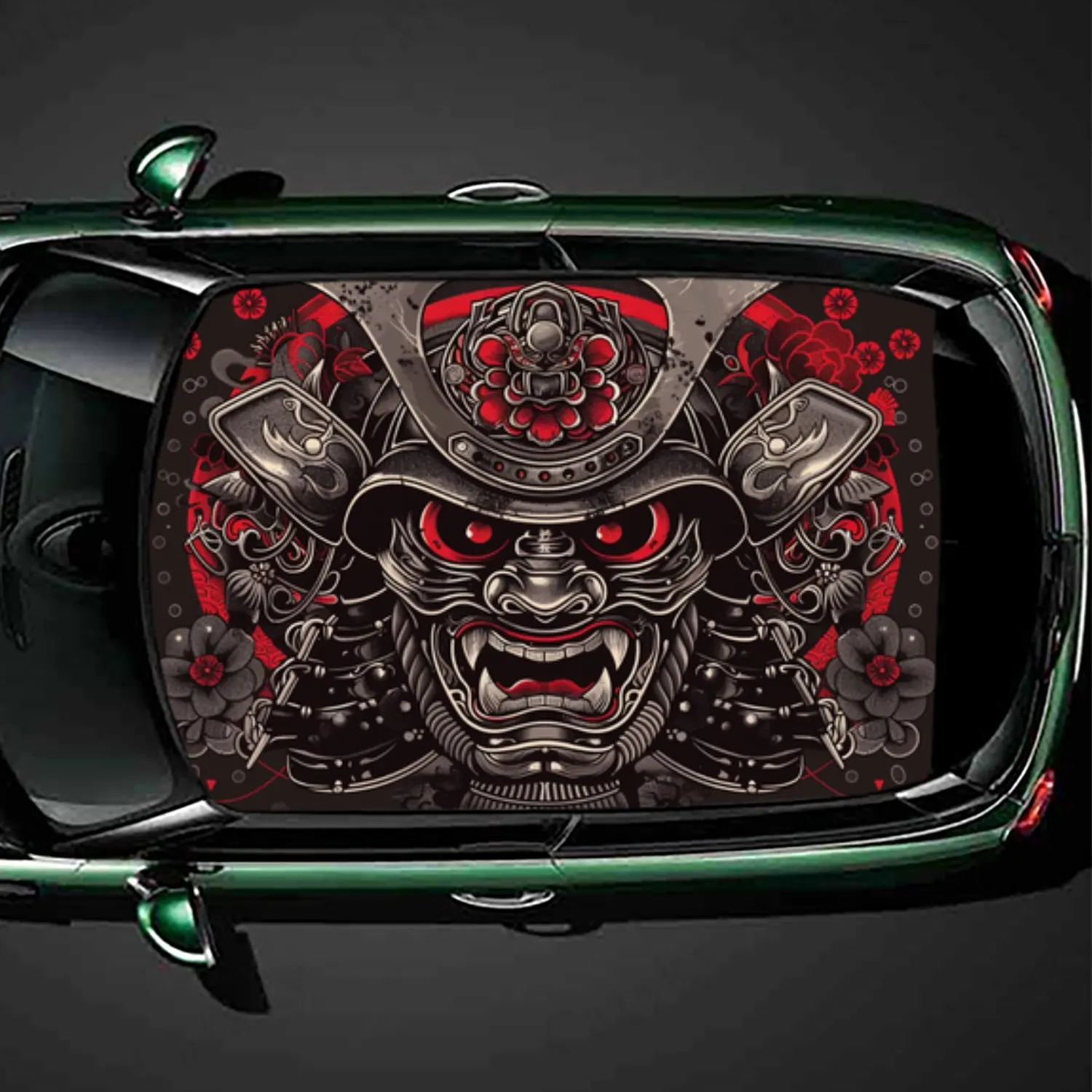

Mysterious Oni Mask PVC Car Roof Sticker, Self-Adhesive Waterproof Car vinyl Decal, Car Decoration Protection Stickers, Easy Ins