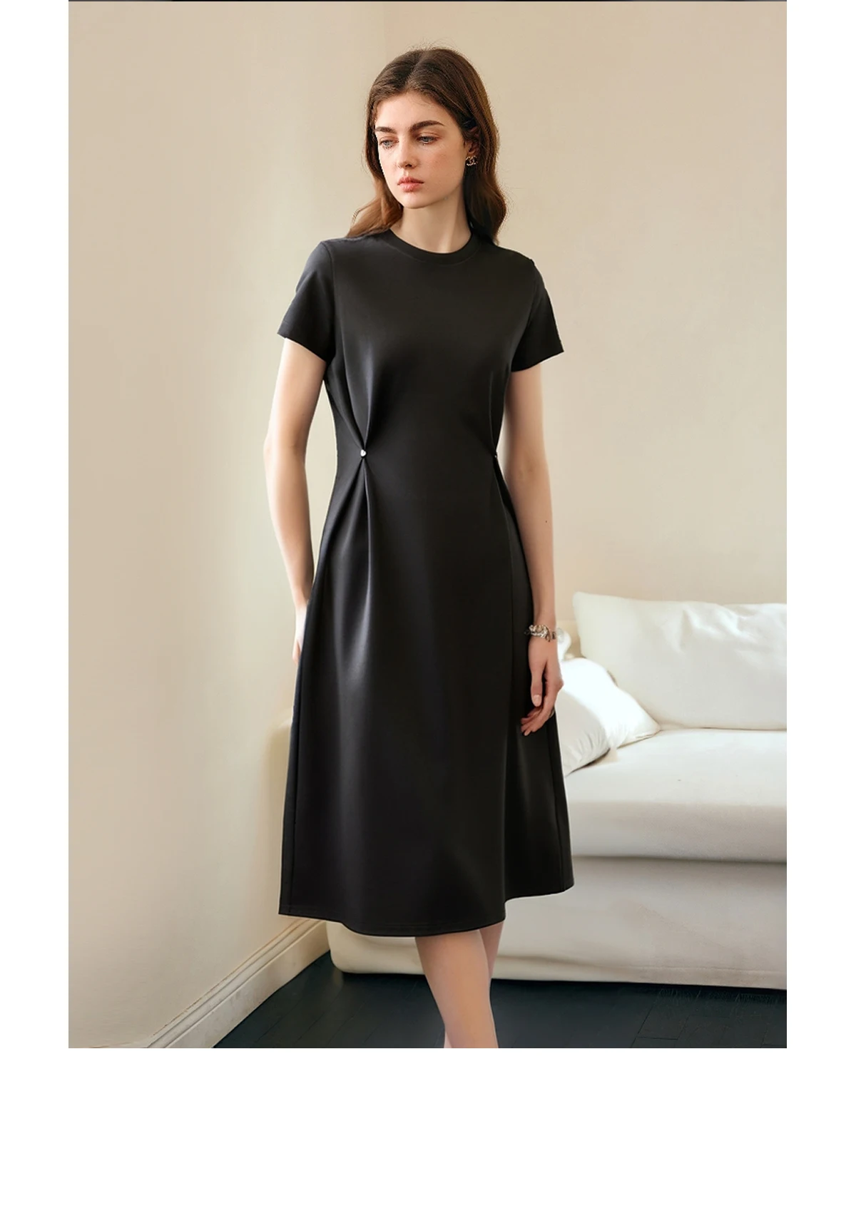 

OLrain Summer Clothes Woman 2025 New Korean Short-Sleeved Solid Color Versatile Pullover Fashion Commuting Dress O57XL82551