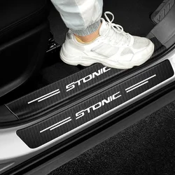 Carbon Fiber Car Door Sill Anti Scratch Stickers Decals Protective Film for Kia Stonic Logo Strip Waterproof Tape Accessories