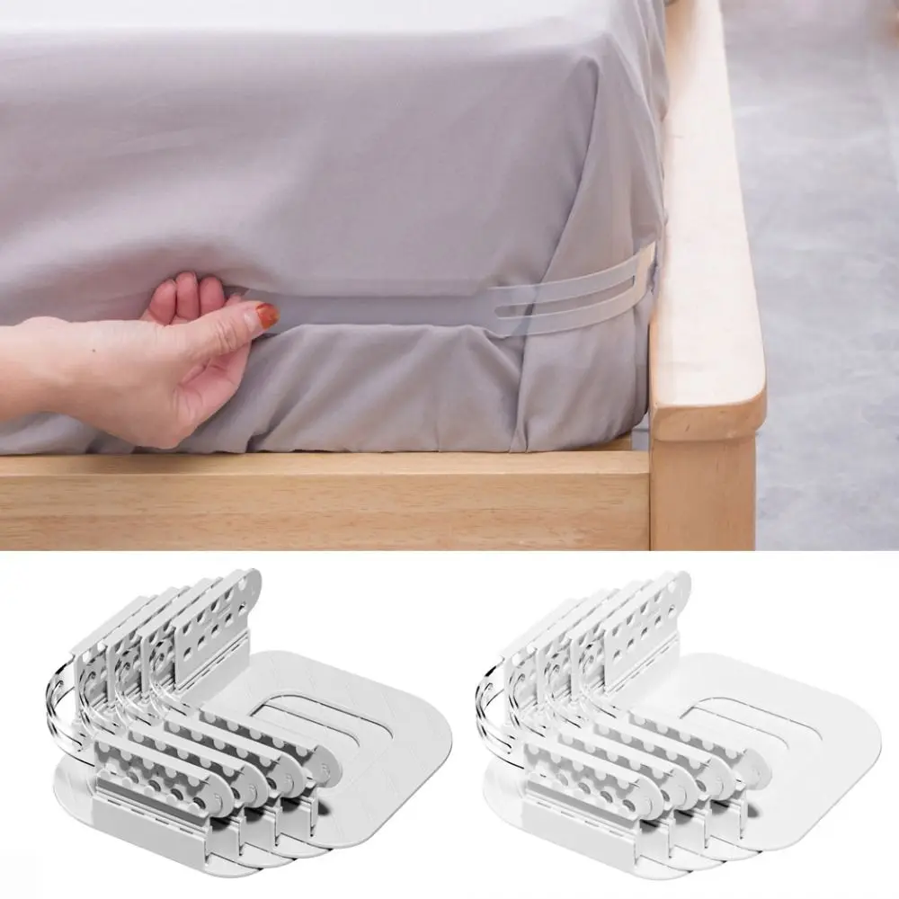 

4Pcs/set Adjustable Bed Sheet Holder Card Slot Anti-Shift Design Bed Cover Fastener Heavy Duty Safety Pinless Bedsheet Clips