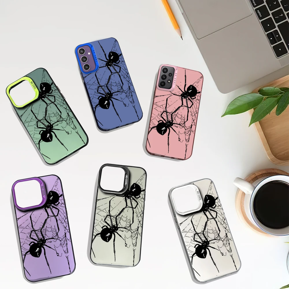 Cool Luxury Spider Art Laser Phone Case for Samsung S24 23 22 ULTRA A25 33 32 34 S PLUS IMD Shockproof Silicone Coque