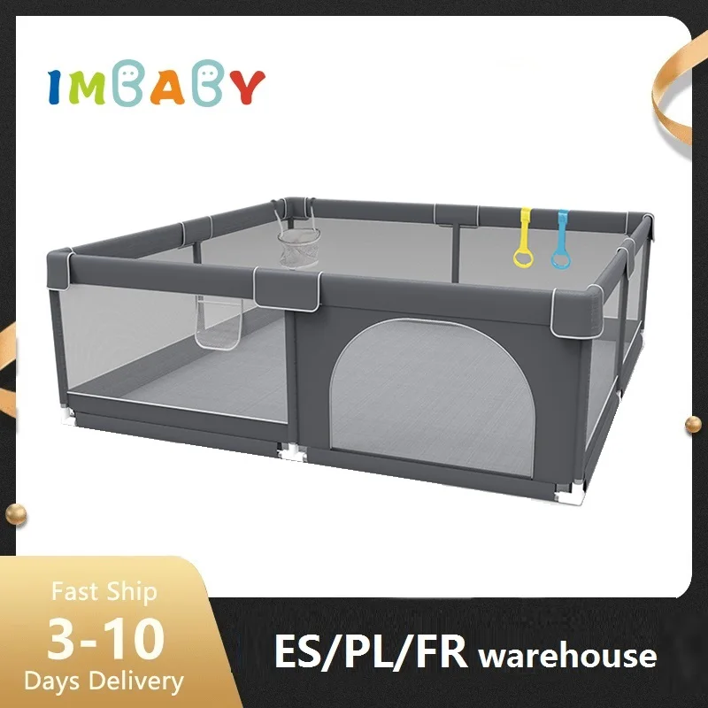 IMBABY 어린이 놀이펜, 어두운 회색 어린이 울타리 안전 장벽 아기 놀이터, 실내 아기 게임, 6-12 개월 어린이 놀이펜 