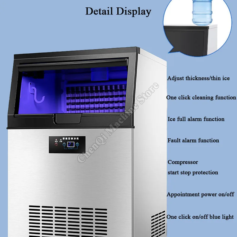 ماكينة صنع الثلج المربعة لمتجر شاي الحليب ماكينة صنع الثلج المربعة الذكية برميل مياه الصنبور ماكينة صنع الثلج ذات الاستخدام المزدوج