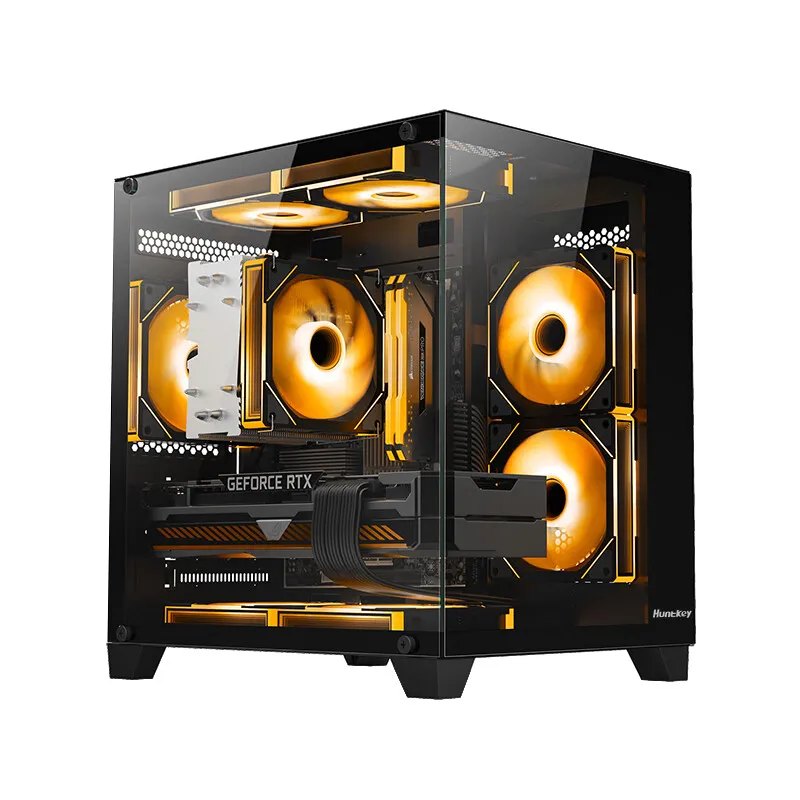Custodia Huntkey S900 Blizzard Sea View Room Custodia per computer da gioco M-ATX Scheda madre ITX Vetro temperato bifacciale