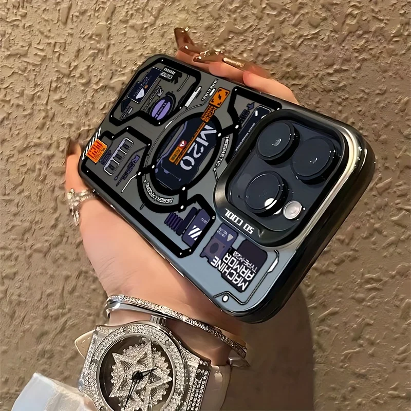 الإبداعية الدائرة اللوحة الأم نمط جراب هاتف آيفون 16 15 14 13 12 11 برو ماكس ماكس 8 7 زائد المضادة للسقوط متجمد الغطاء الخلفي #4