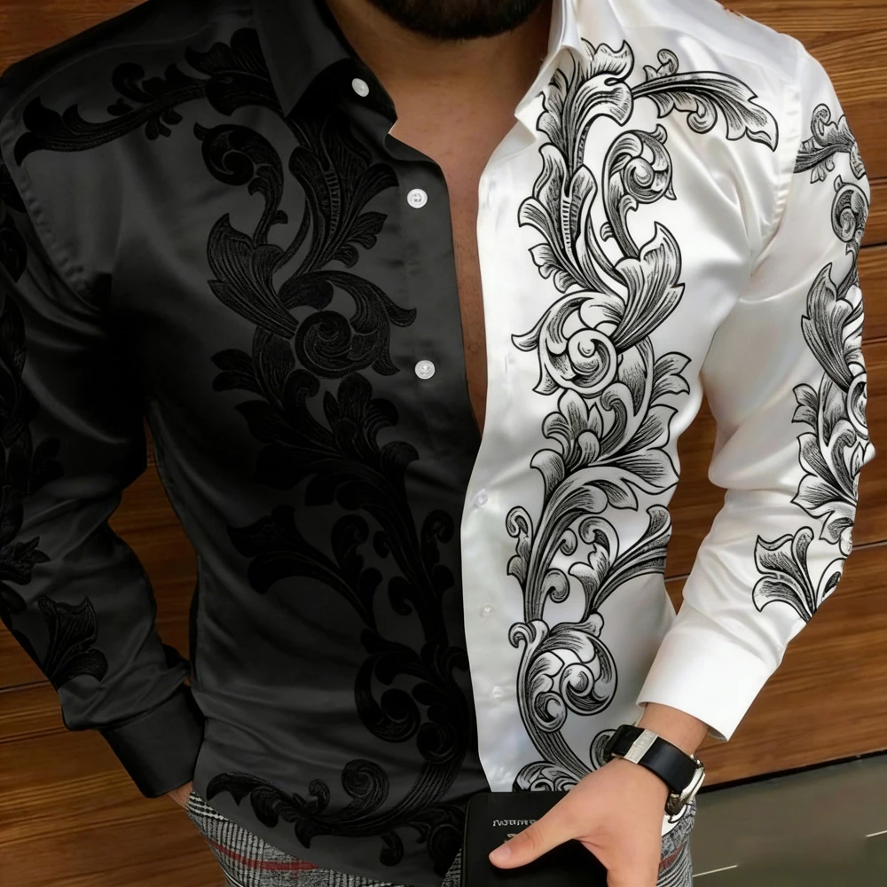 

Новые мужские модные рубашки с длинным рукавом Весна 2026: 3D-принт в стиле барокко, гавайские рубашки для пляжных вечеринок, мужская одежда для вас