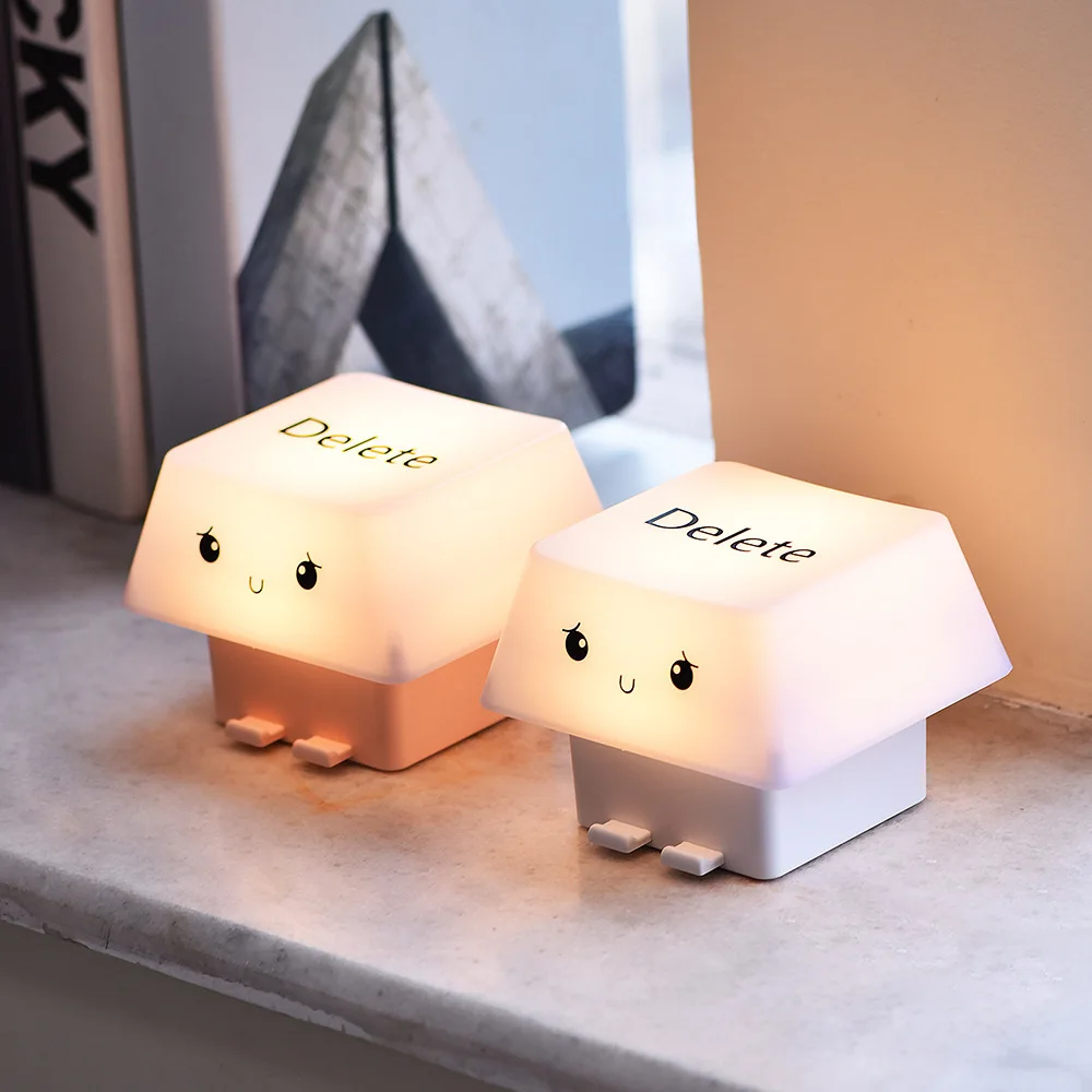 Cute Delete Keycap Night Light 3-Level Dimmable Bedside Touch Lamp Creates a Cozy Ambiance Ideal Decor For Girls Women Kids Gift