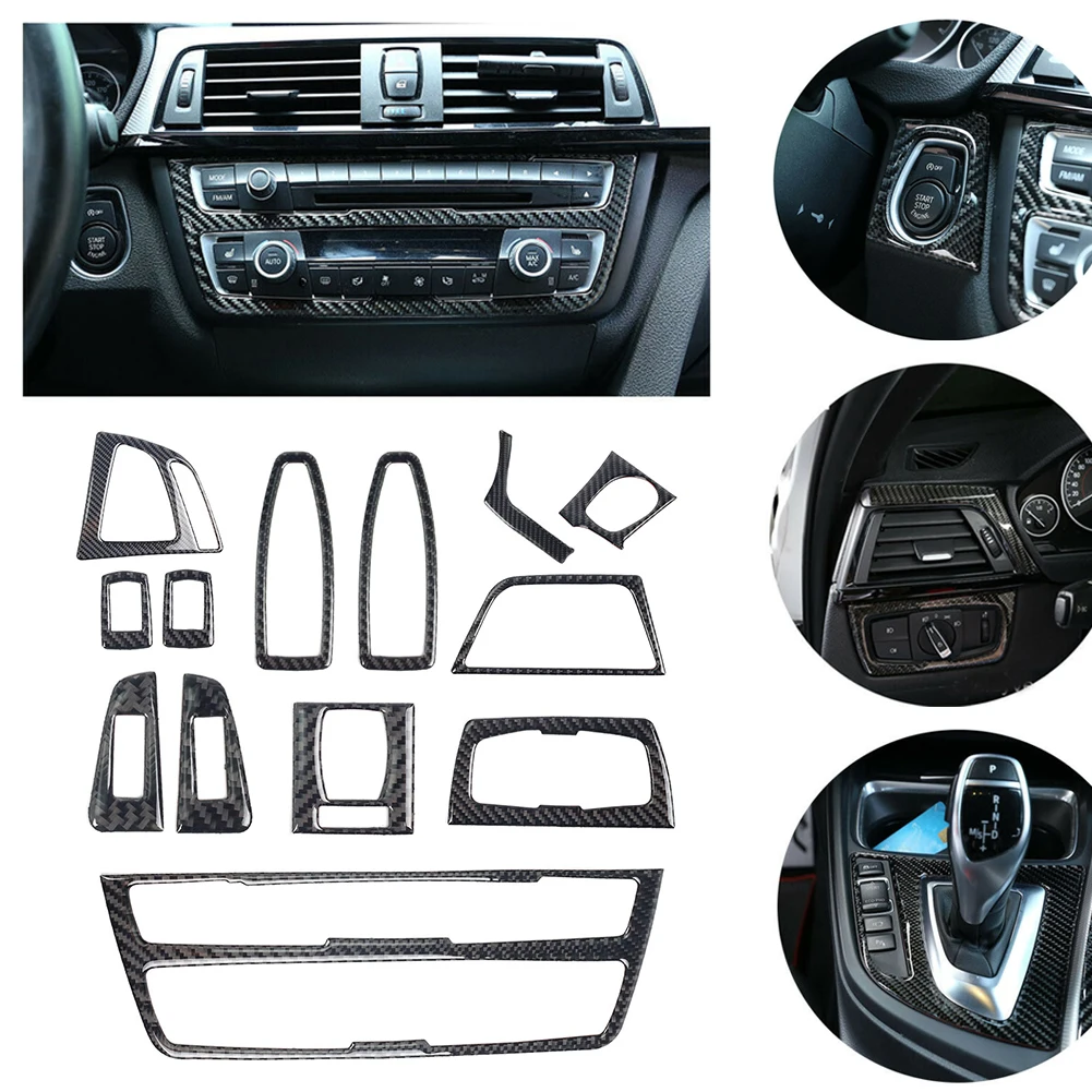 

Real Carbon Fiber Cover Interior Trim Decor Cover For BMW 3 4 Series F30 F31 F32 F33 F34 Car Accessories High Quality 13PCS/Set