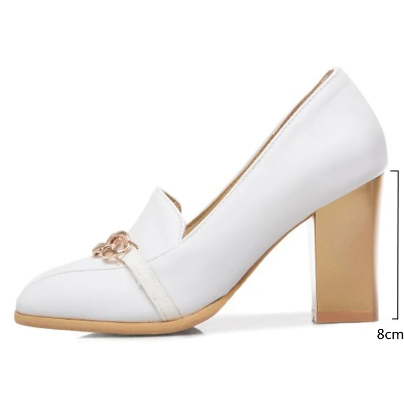 Elegant High Heels Women Pumps Shoes Spring Brand Black White Heeled Party Office Shoes Luxury Chain Casual Dress Pumps Big Size