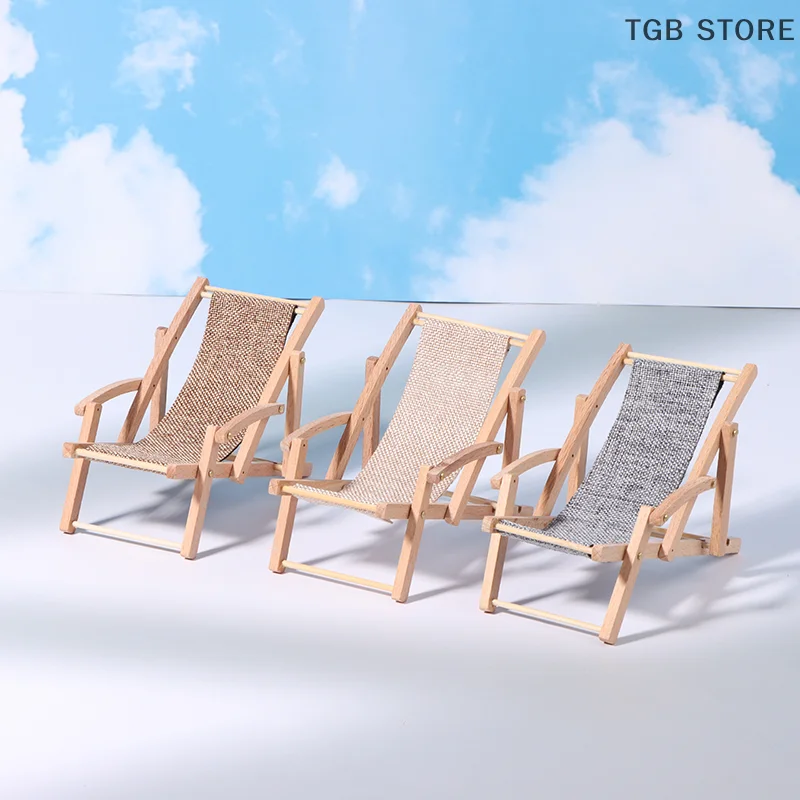 1:12 Dollhouse Miniature Beach Chair Deck Chair Model Living Scene Decor Toy Doll House Accessories