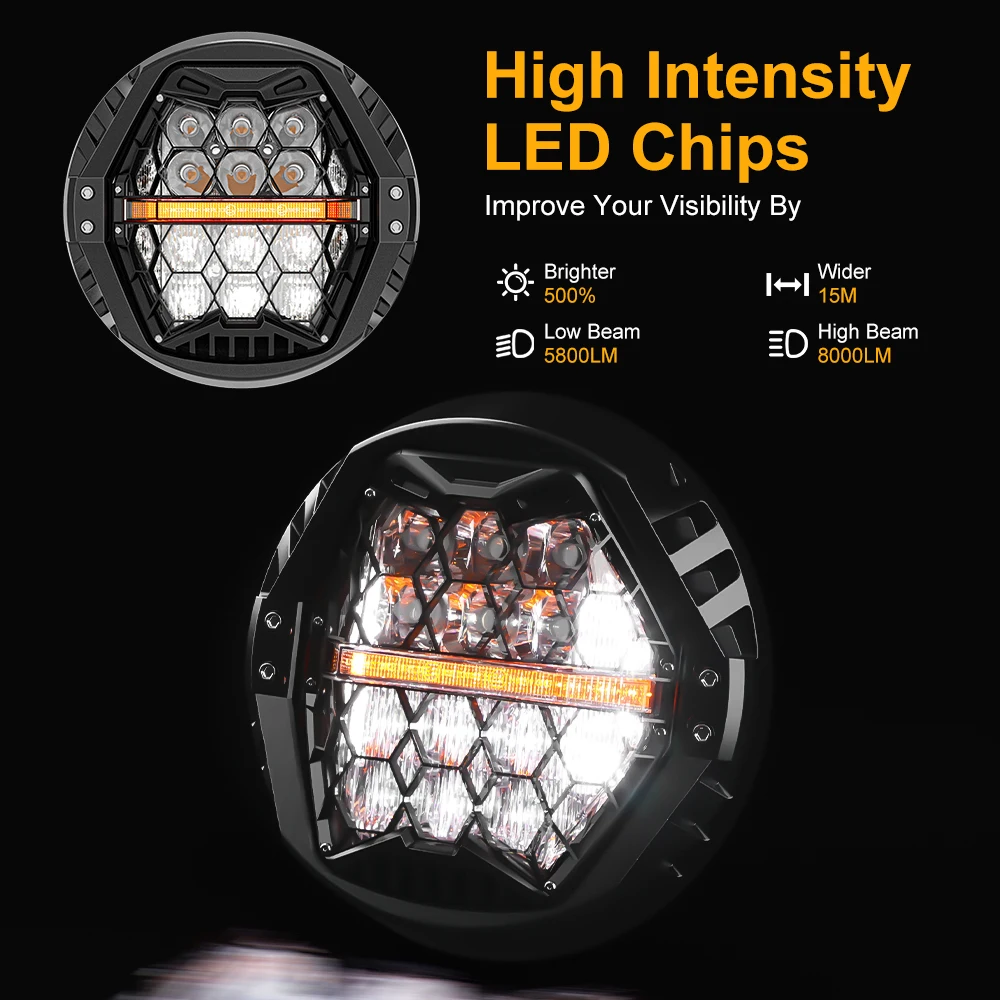 Lantsun HC7 latest 7 inch 120W cellular LED motorcycle headlight LED headlight