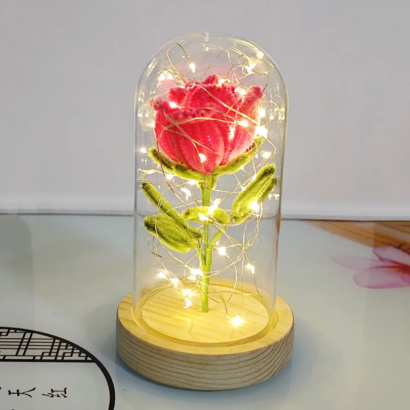 Drop Shipping Rose Artificial Flowers Beauty and The Beast Rose in Glass Dome Wedding Creative Valentine's Day Mother's Day Gift