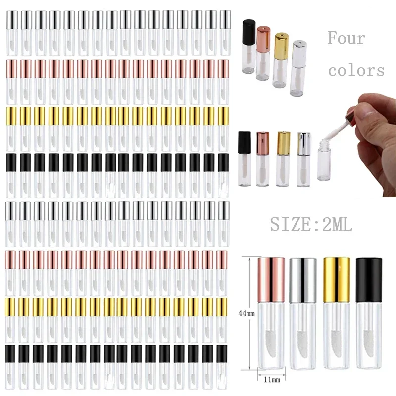 

100Pcs 2ml Empty Mini Lip Balm Tubes Clear DIY Refillable portable Lipstick Container Vial For Travel Cosmetics Sample lip gloss