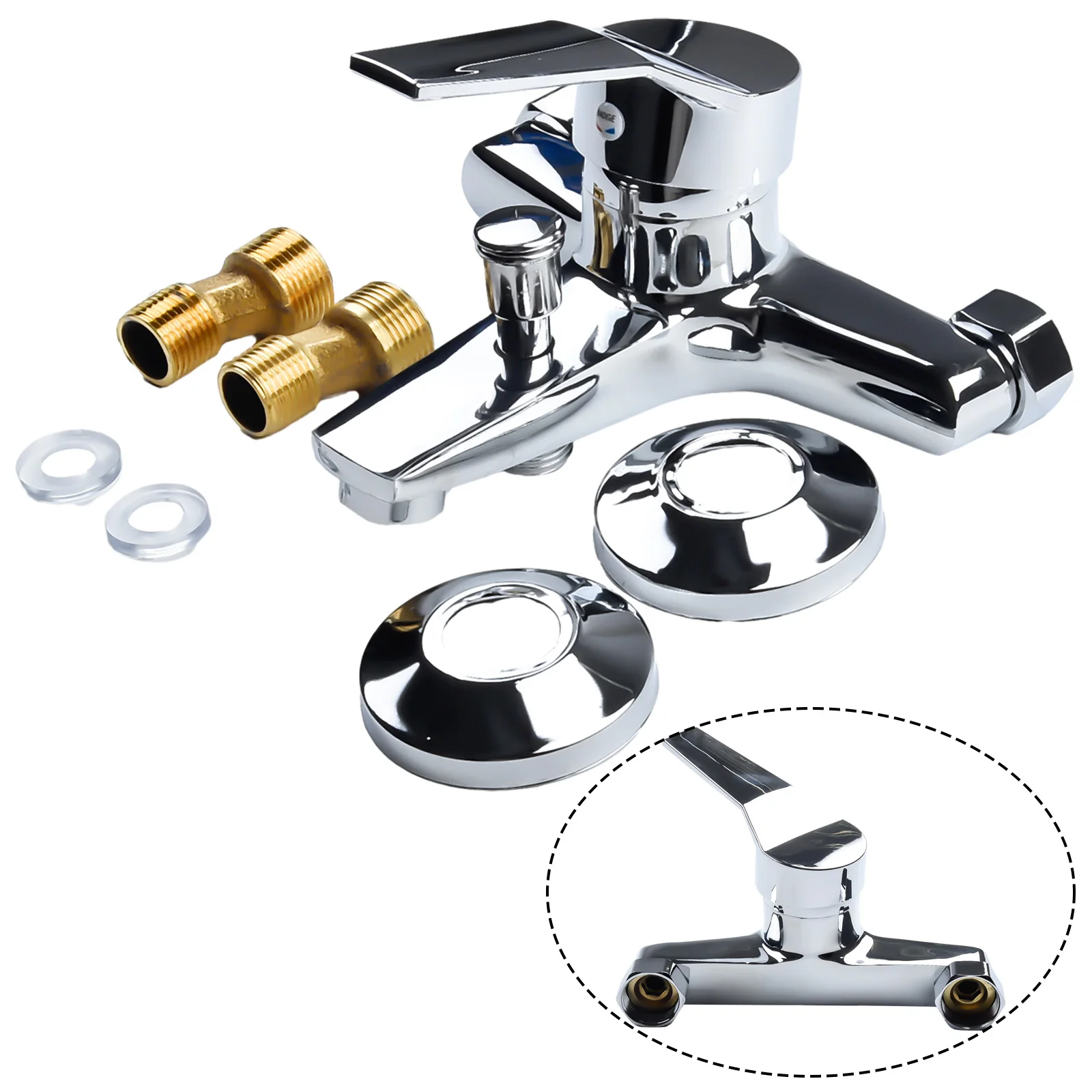 Zinc Alloy Wall Mounted Basin Faucet Chrome Dual Spout Hot Cold Water For Mixer Tap For Bathroom Sink Plumbing Fixture