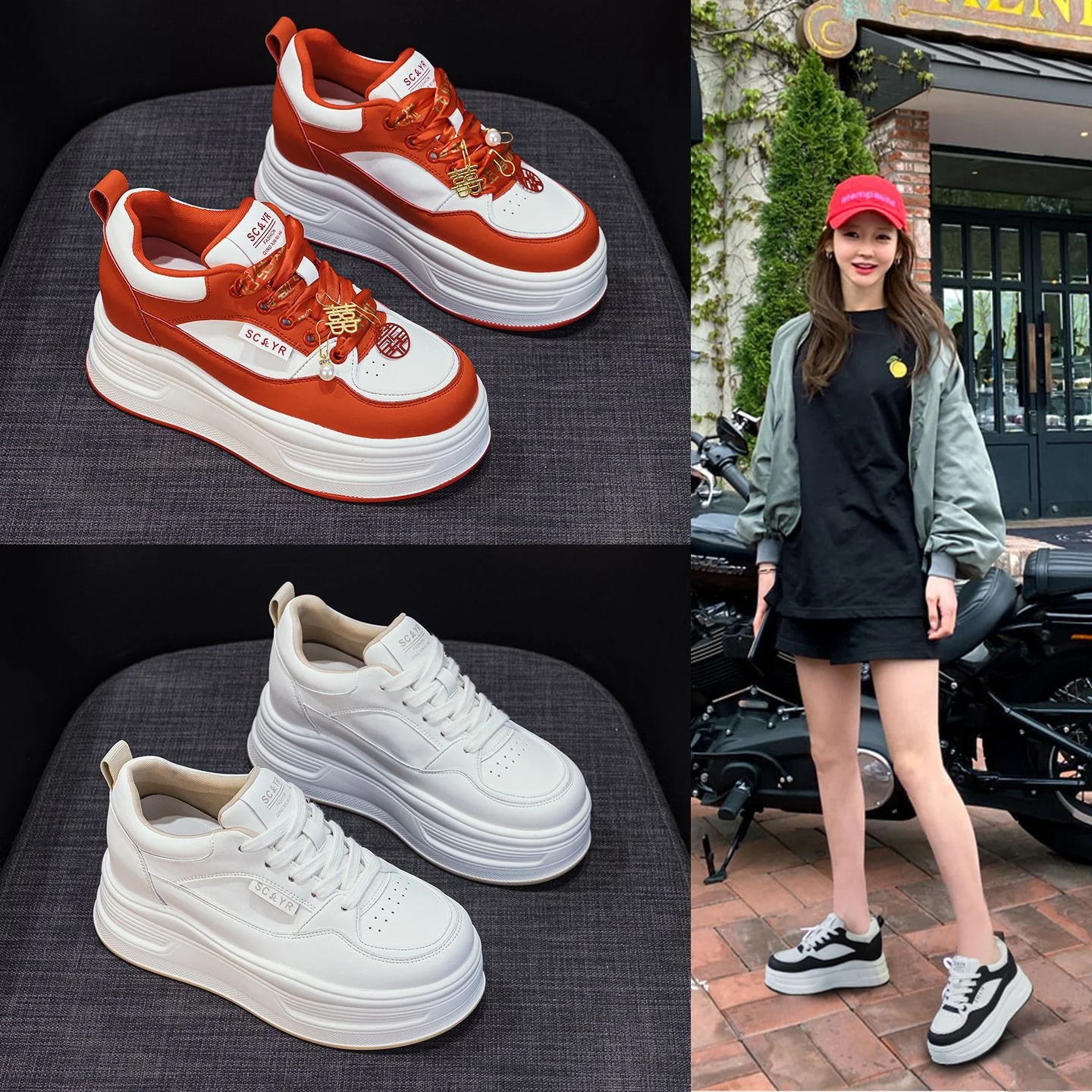 Zapatos Blancos de Suela Gruesa a la Moda para Mujer, Novedad Otoño 2025, Zapatos Casuales de Moda que Combinan con Todo, Zap...