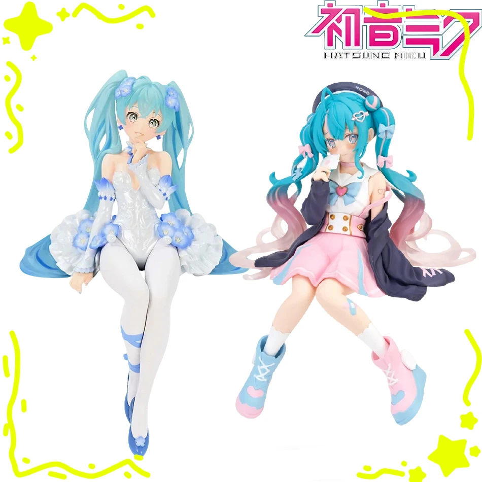 Neue 2-teilige Hatsune Miku Anime-Figur, rosa Sakura, sitzende Pose, PVC-Actionfigur, Modellspielzeug, Dekoration, Sammlerstück, Geschenk.