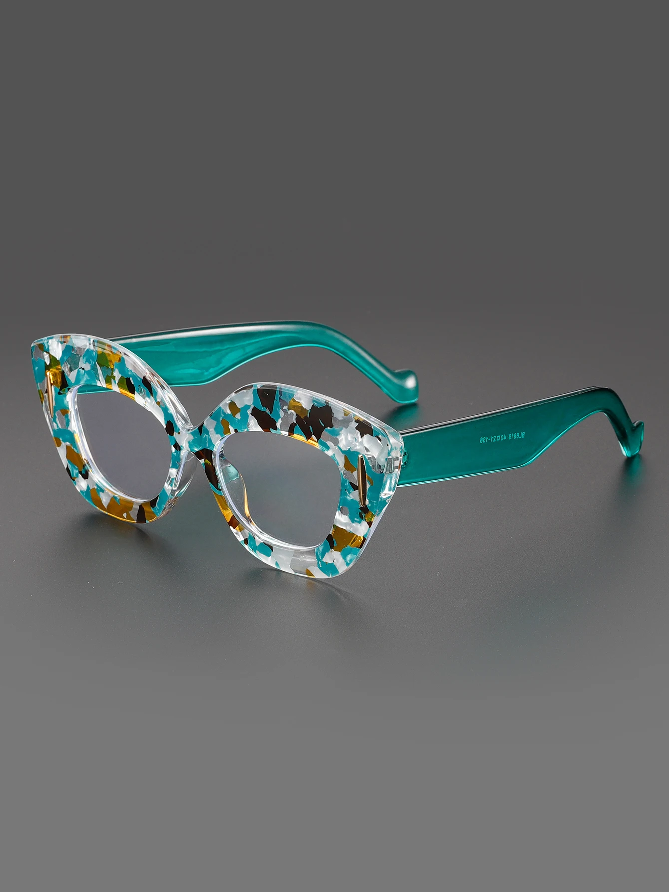 إطار كبير عين القط الأزهار الزجاج الملمس أنيقة المرأة المعادن المضادة للضوء الأزرق مرآة مسطحة مناسبة للاجتماع السنوي المنصة الشارع التصوير الفوتوغرافي نظارات الموضة الزخرفية