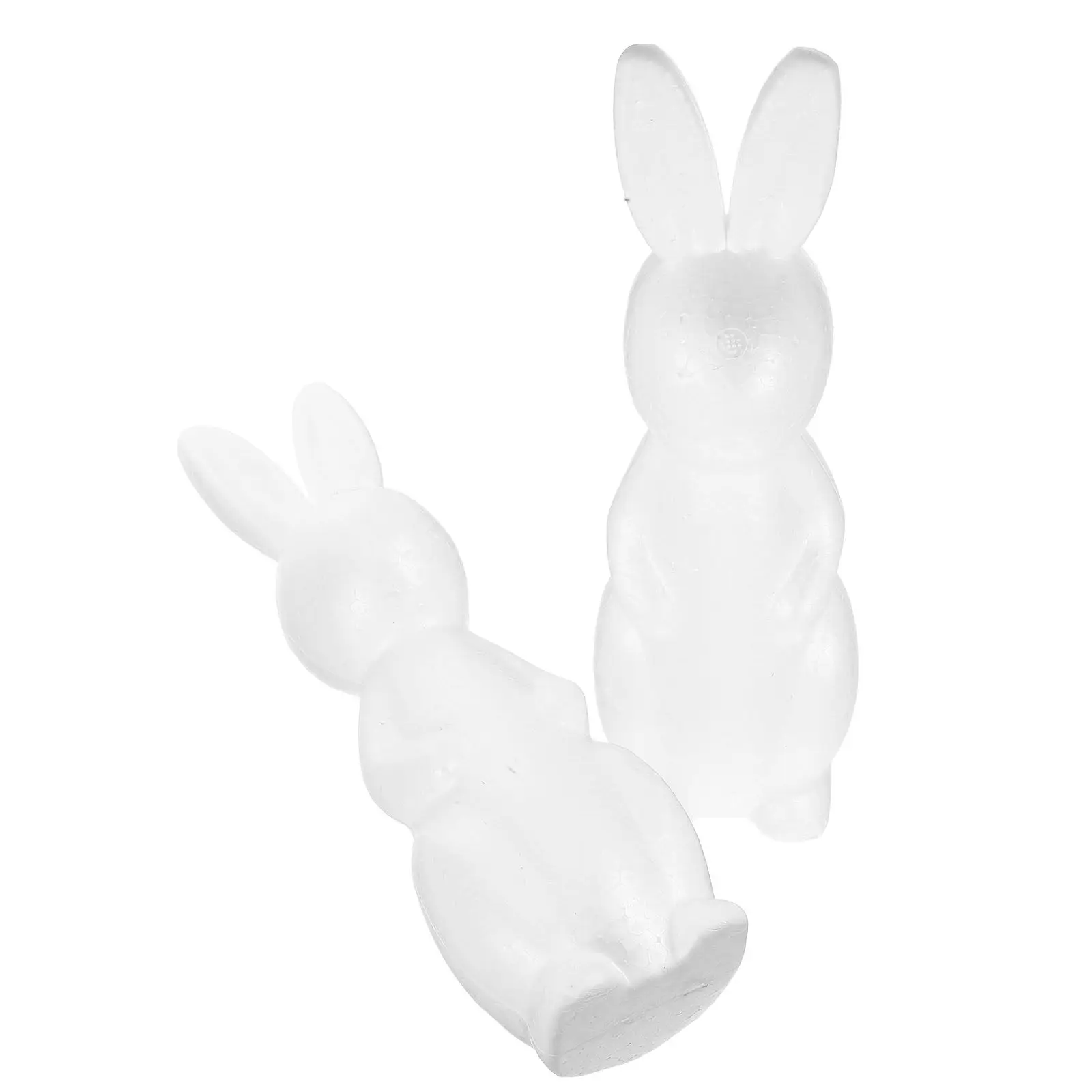 2Pcs Cute Rabbit Foam Sculpture Shapes White Polystyrene Unpainted Craft Base for Painting Decorating Birthday Parties Classroom