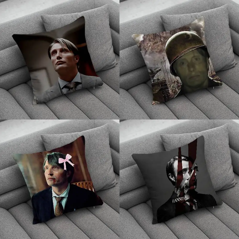 Mads Mikkelsen H-Hannibal Print Pattern Sofa Cushion Cover Pillowcase Home Party Car Bedding