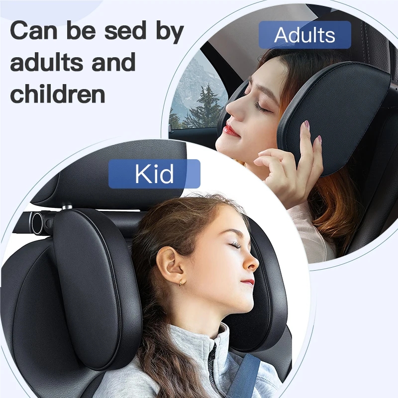 Ergonomic car headrest, one-click installation design - PVC artificial leather and chronic rebound memory foam, adjustable to fi