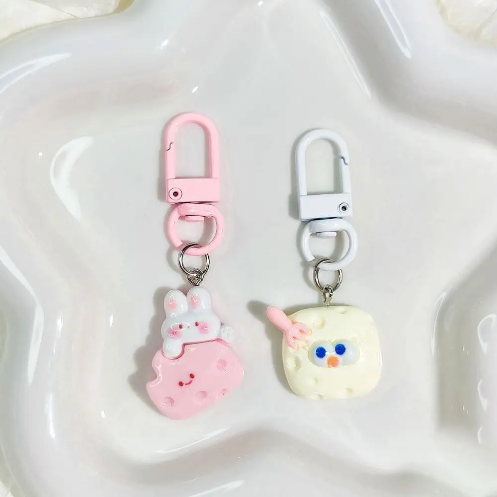 5pcs/set Fashion Resin Cartoon Pendant Cheese Cookies Super Cute Rabbit Bag Pendant Hanging Ornament Yellow Duck Car Keyring