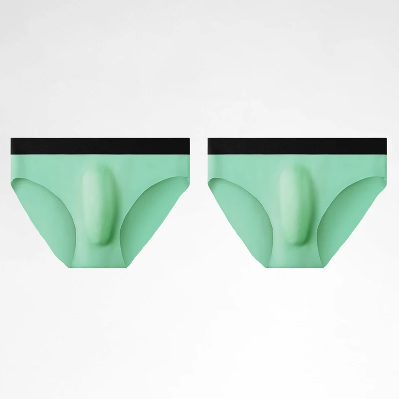 

2 шт. Мужское нижнее белье: бесшовные дышащие ультратонкие треугольные брюки из ледяного шелка, крутые, мягкие и удобные летние трусы.