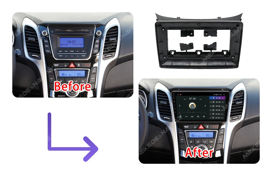 2 الدين راديو السيارة ستيريو فآسيا لشركة هيونداي I30 2011 - 2017 داش الإطار لوحة محول الديكور المركزي سطح لوحة القيادة المركزية