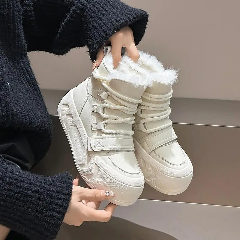 

Northeast Thickened Fleece Winter Snow Boots Women's 2025 New Style Warm Cotton Shoes Thick Bottom White Sneakers Black Short...