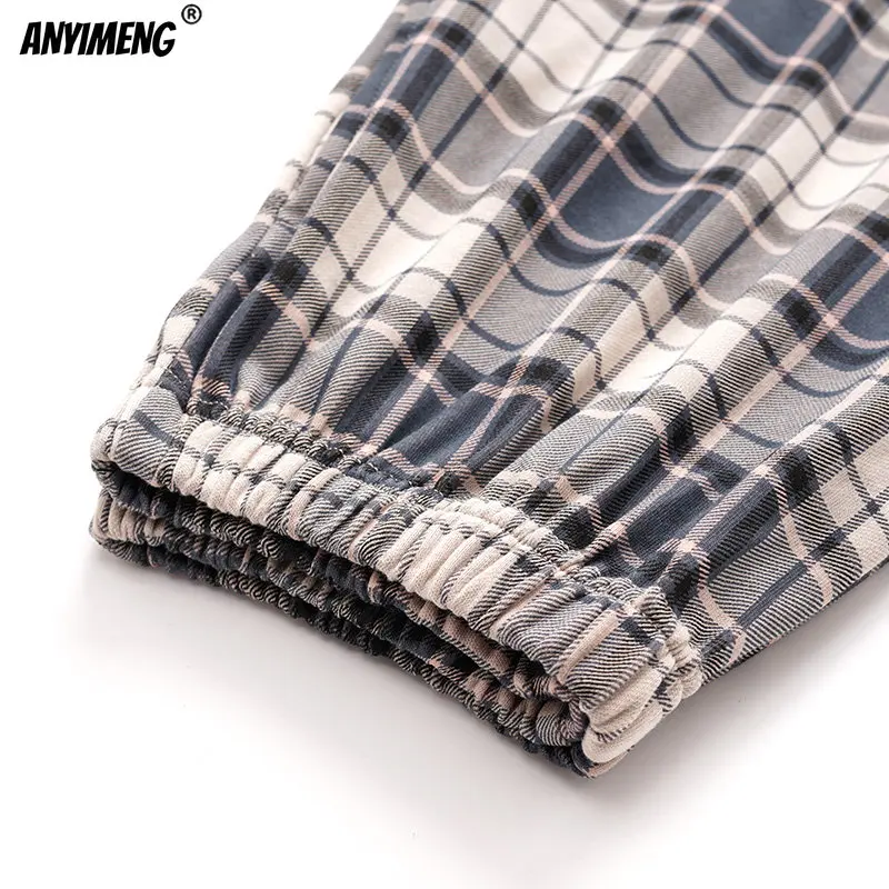 Nuevo Otoño Invierno de talla grande L-4XL Pijamas de hombre ropa de dormir de algodón suave pantalones a cuadros de manga larga Pijamas ropa de dormir elegante para hombres