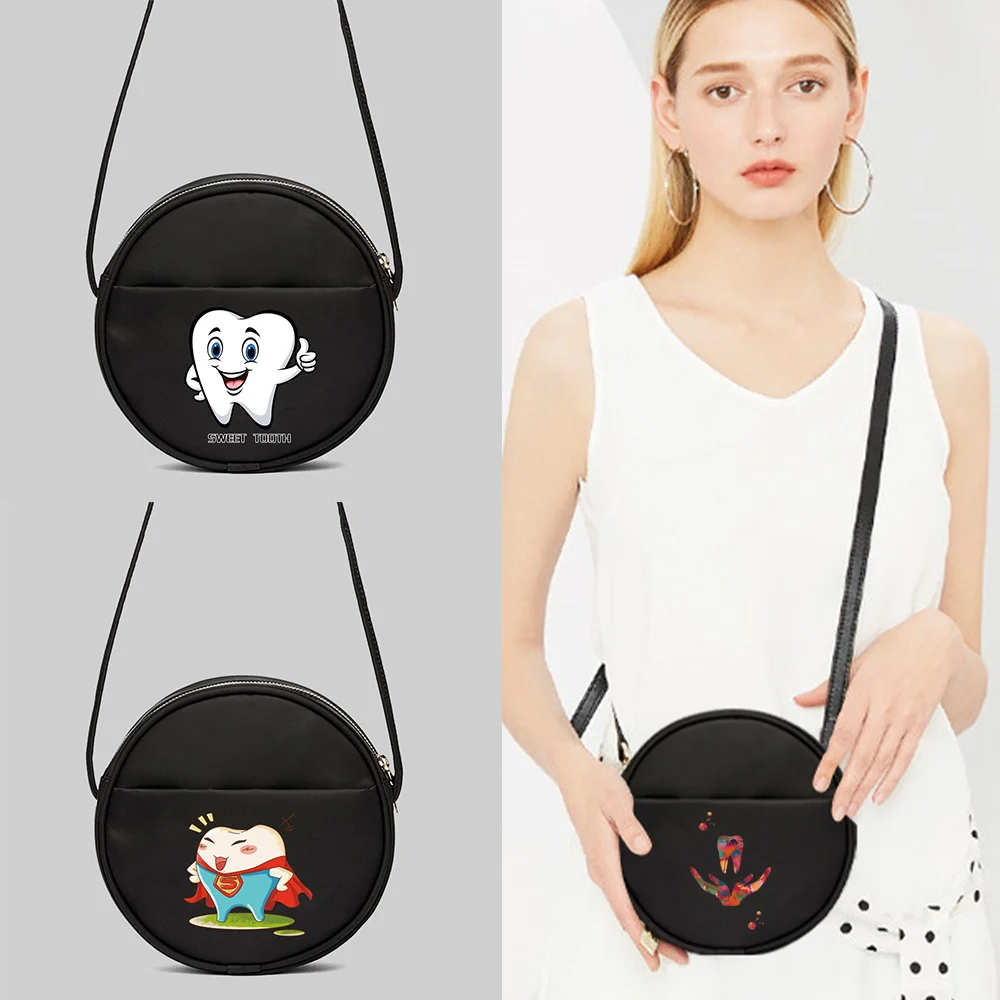 

Круглая сумка, сумка для покупок, портмоне, косметический органайзер, серия с узором зубов, сумки для поездок на работу, сумка на одно плечо