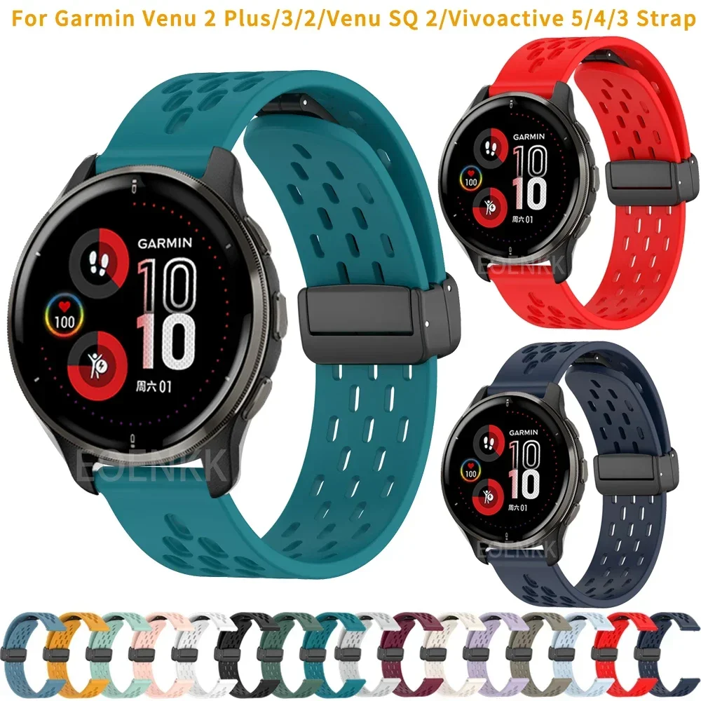 

20mm 22mm Silicone Band For Garmin Venu 2 Plus/3/2/Venu SQ 2/Vivoactive 5/4/3 Bracelet For Forerunner 245 255 265 55 Strap