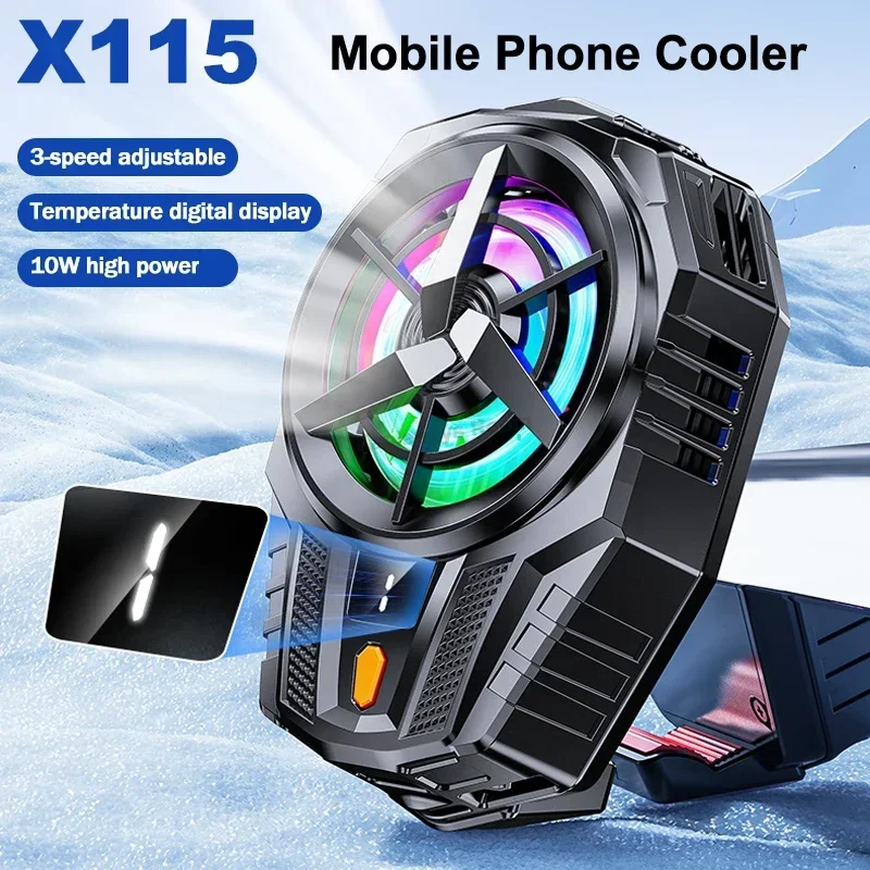 

X115 10W Mobile Phone Cooler 3 Gears Adjustable Back Clip Semiconductor Cooling Fan Radiator for IOS Android PUBG Cool Heat Sink