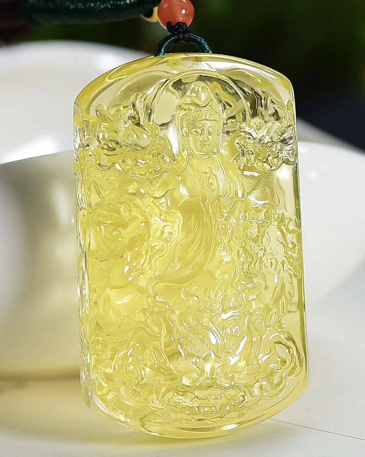 

Натуральный желтый цитриновый кварц для женщин и мужчин кулон 53,6*31,8*13 мм Гуаньинь богатство редкие бусины ожерелье ювелирные изделия AAAAA