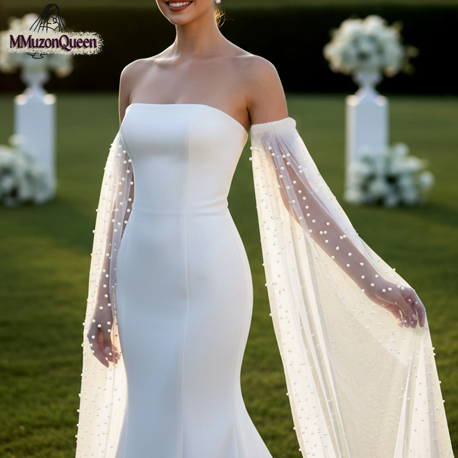 

Свадебные перчатки TOPQUEEN, перчатки с жемчугом, длиной до оперного платья, съемные свадебные рукава, свадебные аксессуары, настраиваемые, Vm19