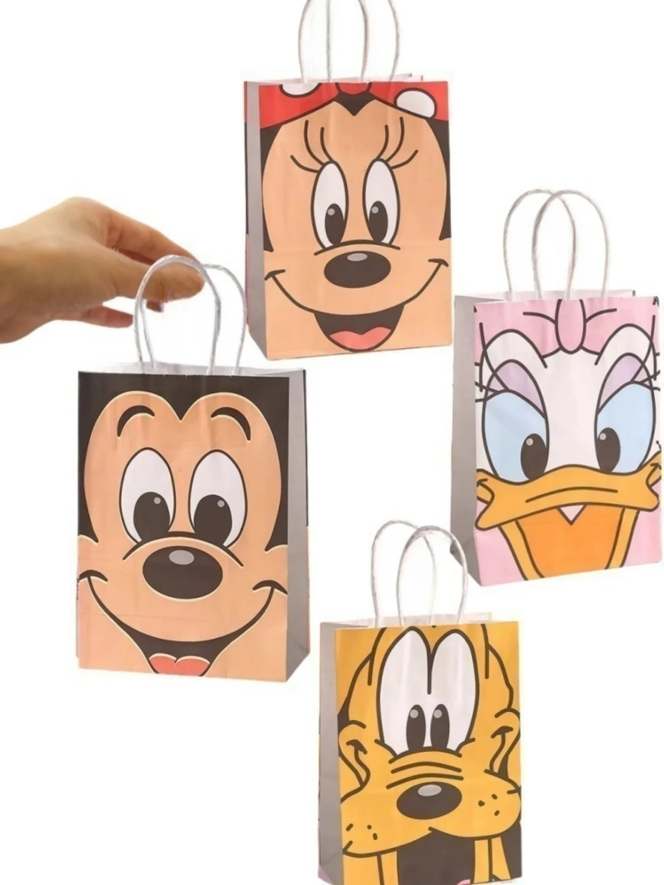 5/10/15 bolsas de regalo de fiesta de Mickey y Minnie: bolsas de regalo de papel duraderas con diseños de personajes de dibujos animados