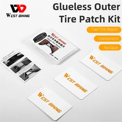 WEST BIKING 3Pcs/Pack Portable Bicycle Glueless Tire Repair Kit Rubber Patch MTB Road Bike Glue-free Fast Inner Repair Tools