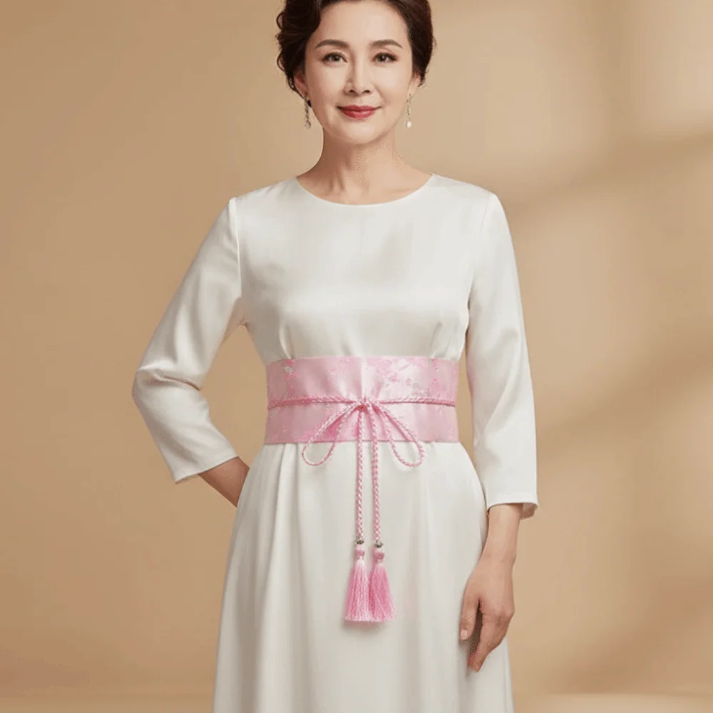 Wide Style Embroidery Corset Retro-pattern Soft Fabric Hanfu Waistband Embroidered Traditional Ethnic Girdle Teen Girl