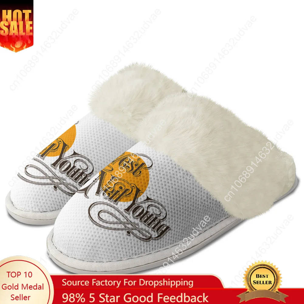 

Neil Young Plush Slippers Keep Warm Shoes Mens Womens Home Cotton Bedroom Customized Thermal Lightweight Slipper DIY
