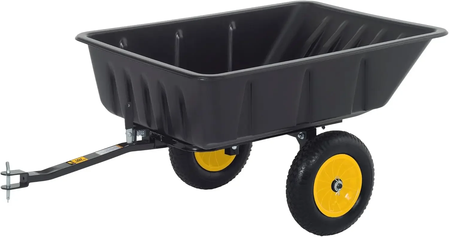 

Heavy Duty Lawn Garden Trailer Atv Rubber Wheels Hauling Outdoor Cubic Foot Capacity