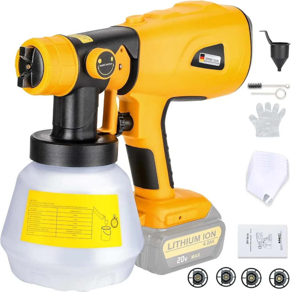 Cordless Paint Sprayer for Dewalt 18V 20V MAX Battery HVLP Wireless Electric Tool Spray Paint Gun for Home Interior and Exterior