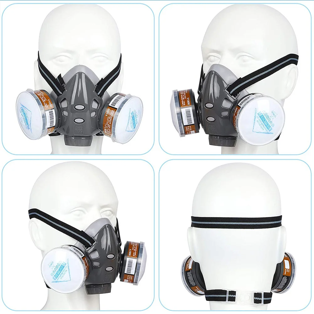 308 Face Gas Dust Mask Chemical Respirator Dual Filters Work Safety Masks Spray Paint Dust Mask With Filter Respirator Reuse