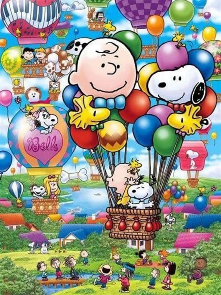 Kawaii Snoopy Cartoon 500 PCS Jigsaw Puzzles Challenging Family Activity Games for Gameroom Bedroom Livingroom Gift