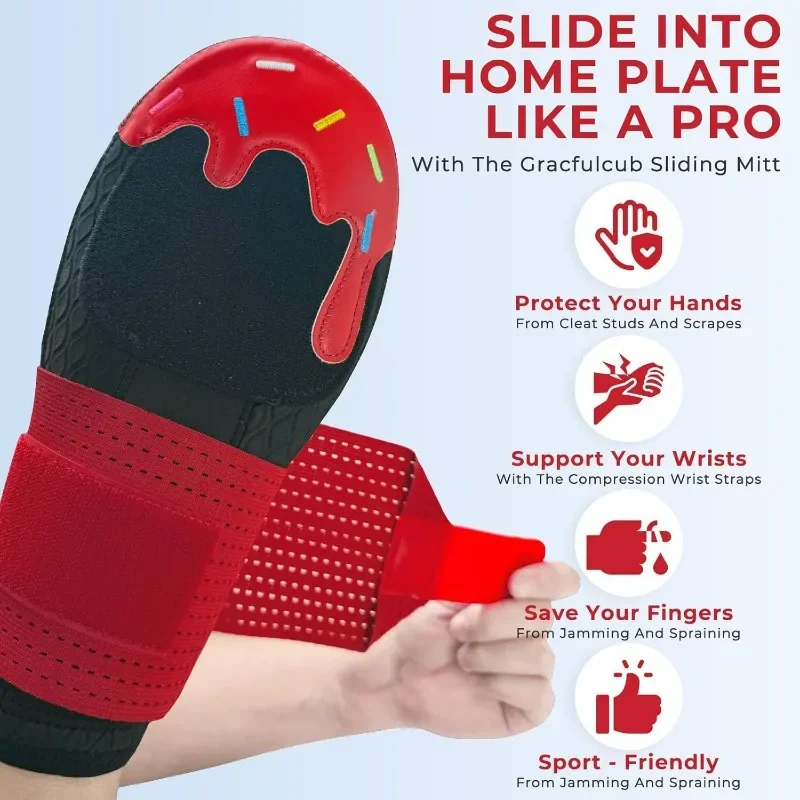 Baseball Sliding Mitt Adjustable Wrist Compression Strap Universal Left or Right Hand Baseball Sliding Glove for Youth 1pcs